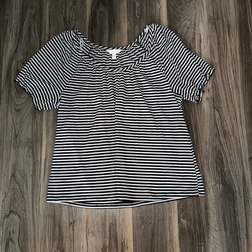 LC LAUREN CONRAD—Black and White Striped Top